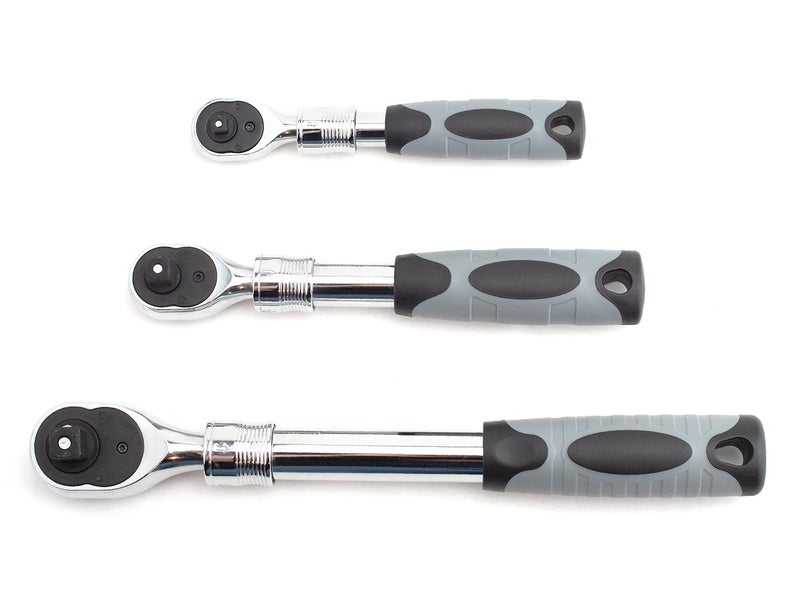 VCT 3pc Extendable Long Handle Socket Ratchet Set CRV 1/4", 3/8". and 1/2" drive - Image 1